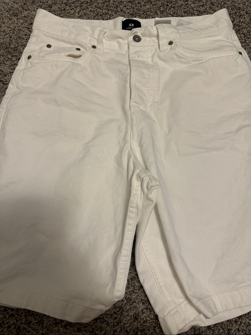 H&M White Cotton Shorts - Classic Five-Pocket Style